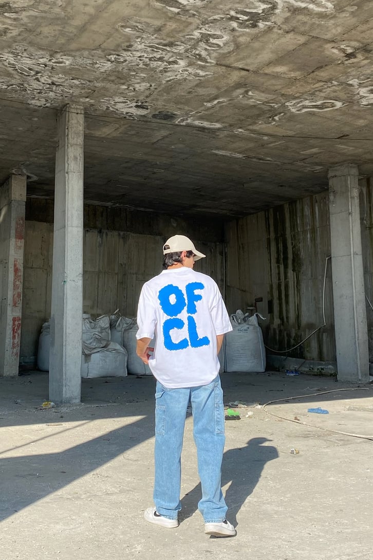 Ofcl Baskılı Beyaz Oversize Tshirt