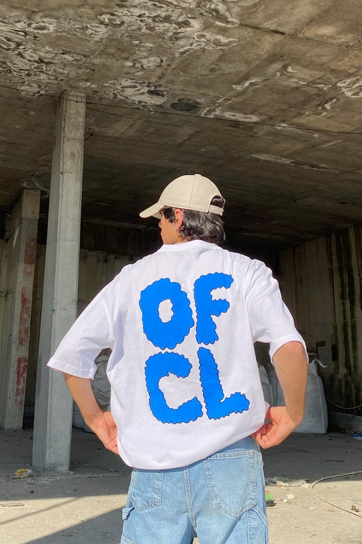 Ofcl Baskılı Beyaz Oversize Tshirt