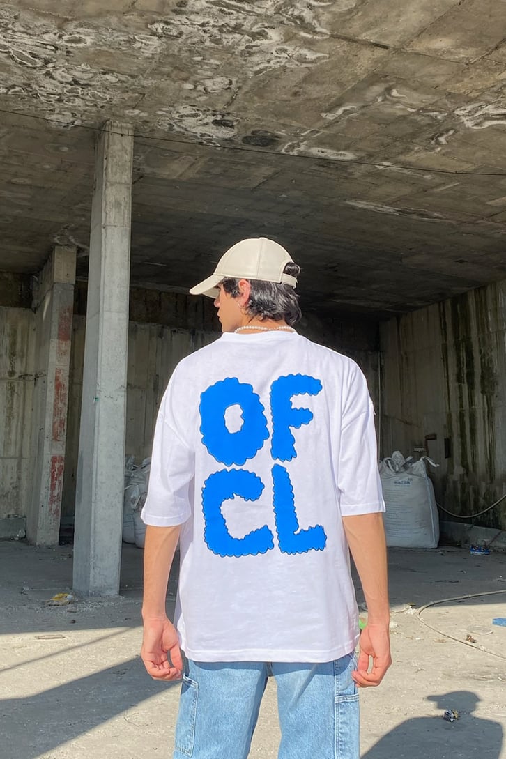 Ofcl Baskılı Beyaz Oversize Tshirt