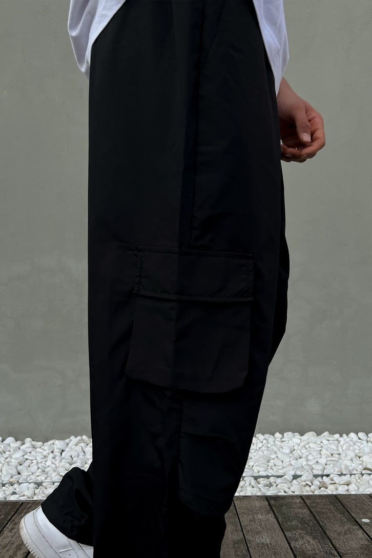 Ofcl Cep Detay Siyah Baggy Pantolon
