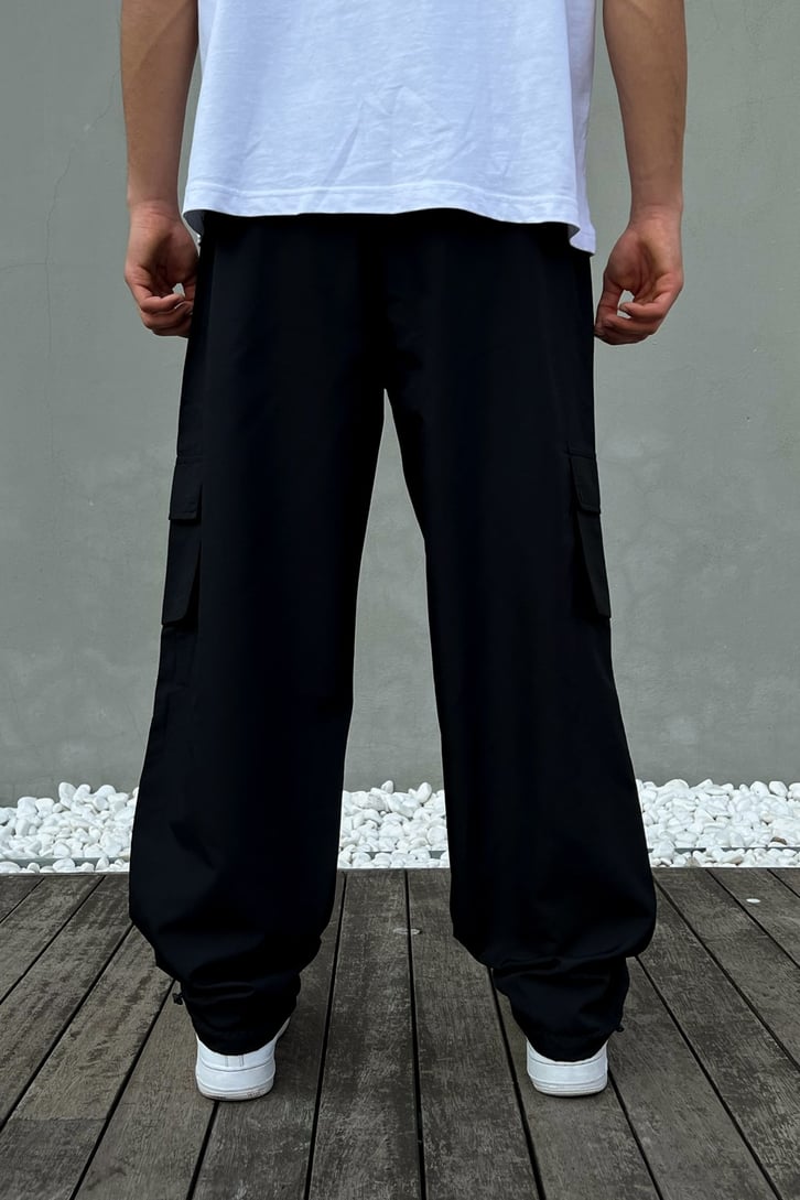 Ofcl Cep Detay Siyah Baggy Pantolon