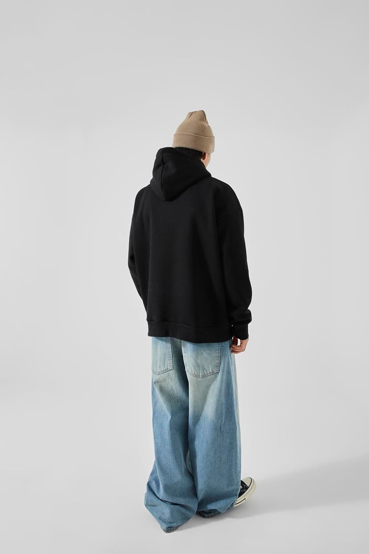 Ofcl Kol Baskılı Siyah Oversize Sweatshirt