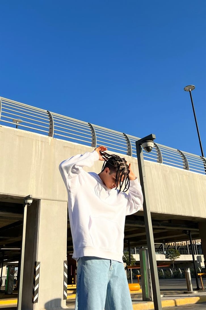 Ofcl Nakışlı Beyaz İçi Pamuklu Oversize Hoodie