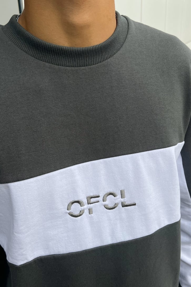 OFCL Nakışlı Koyu Gri Oversize Sweatshirt