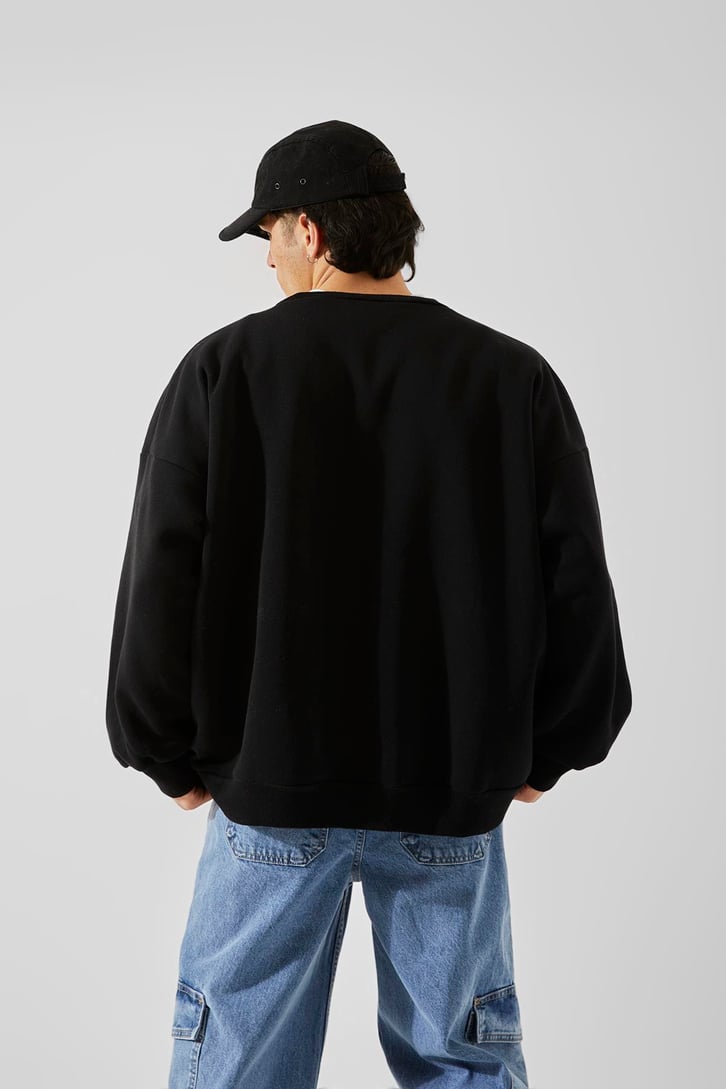 OFCL Nakışlı Siyah Oversize Sweatshirt