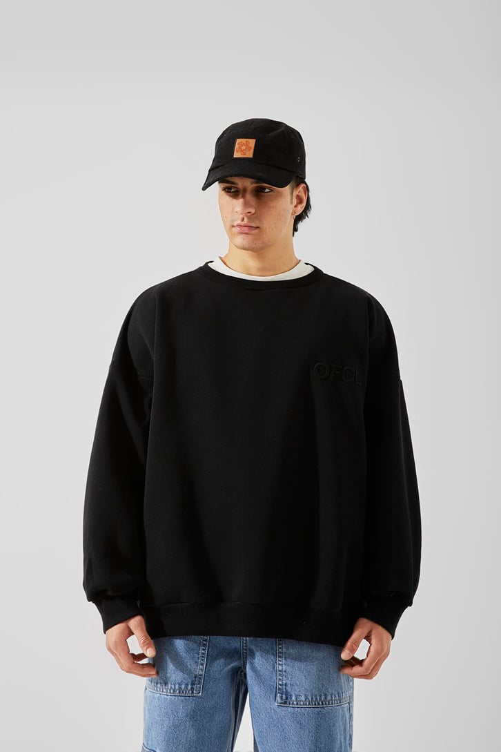 OFCL Nakışlı Siyah Oversize Sweatshirt