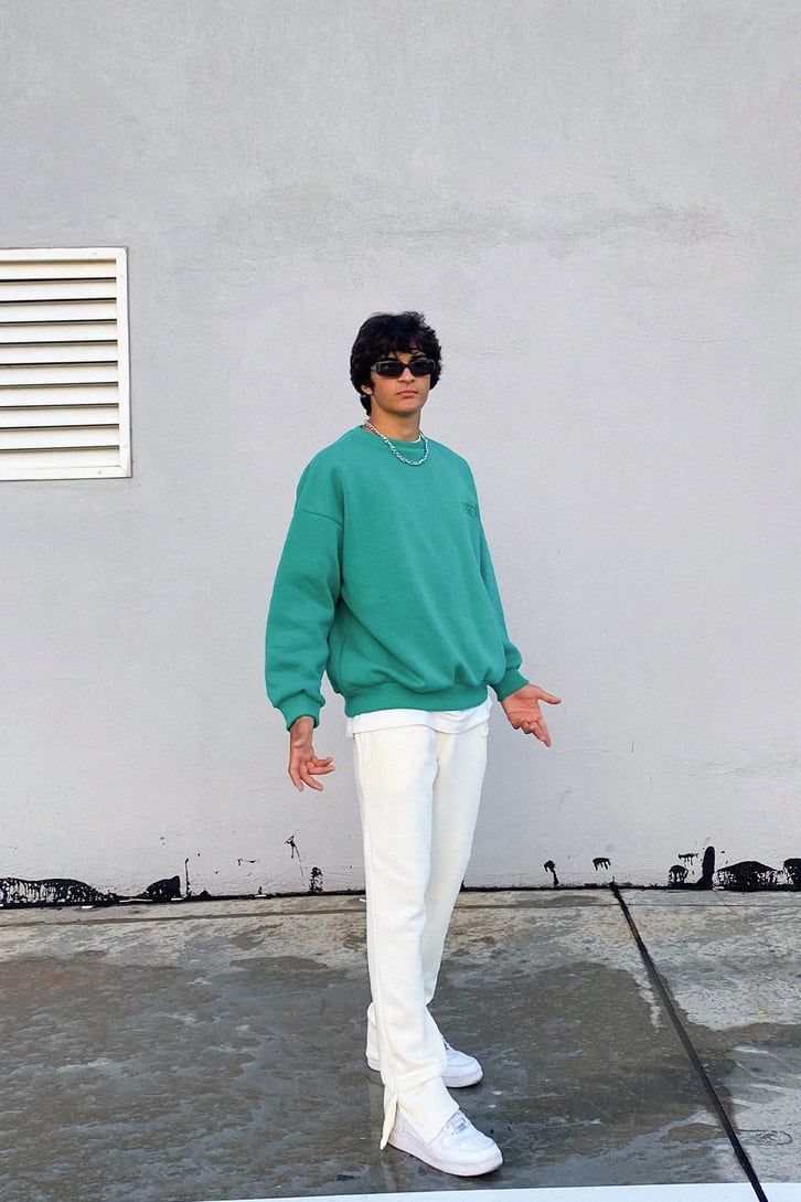 Ofcl Nakışlı Yeşil Oversize Sweatshirt