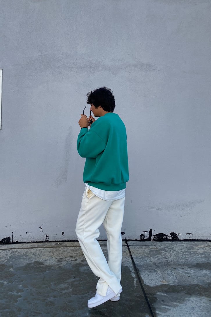 Ofcl Nakışlı Yeşil Oversize Sweatshirt