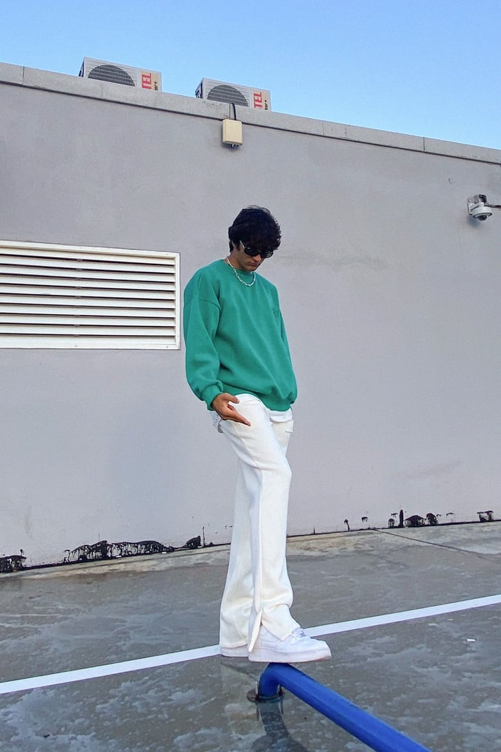 Ofcl Nakışlı Yeşil Oversize Sweatshirt