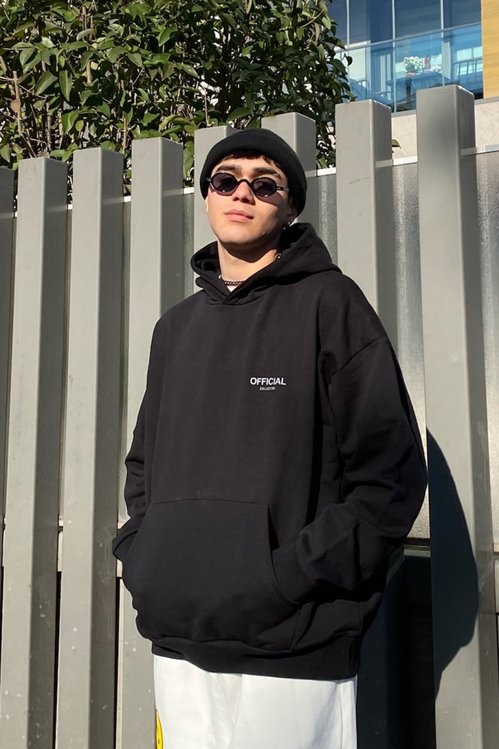 OFCL. Siyah Oversize Premium Hoodie