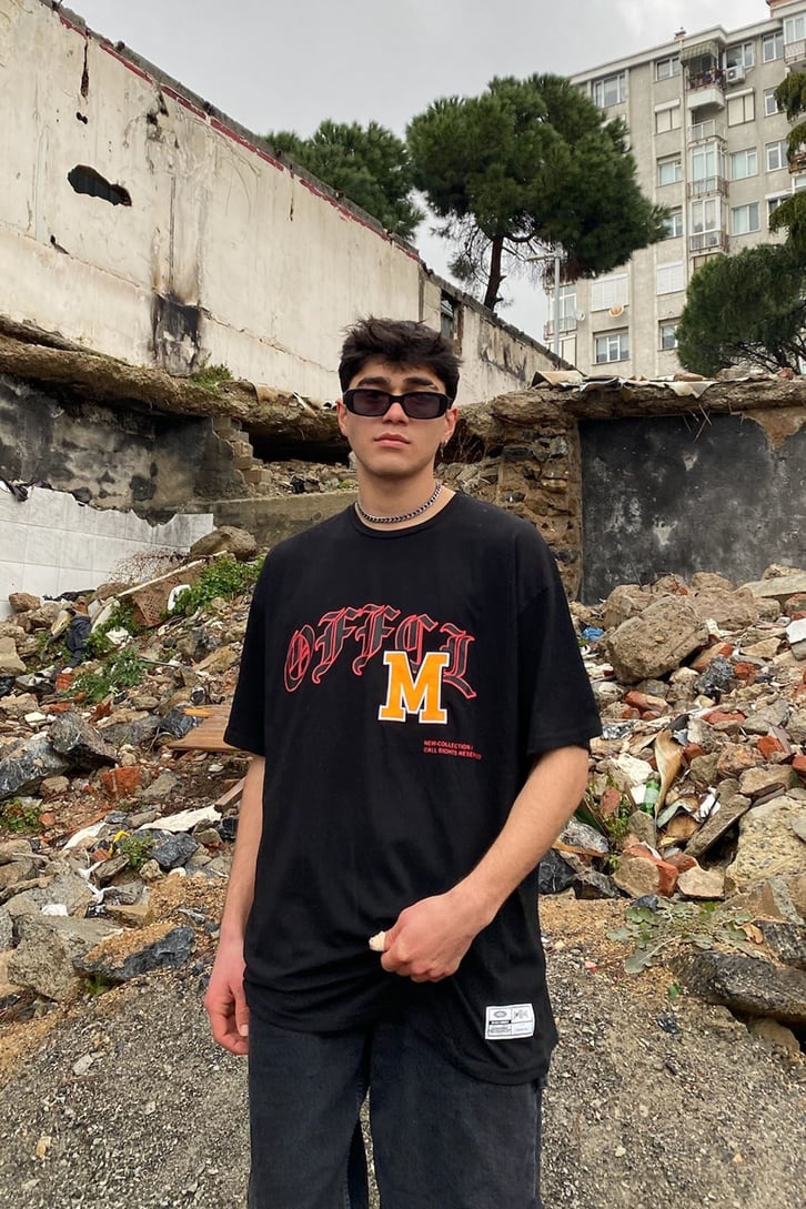 OFCL. Siyah Oversize Premium Tshirt