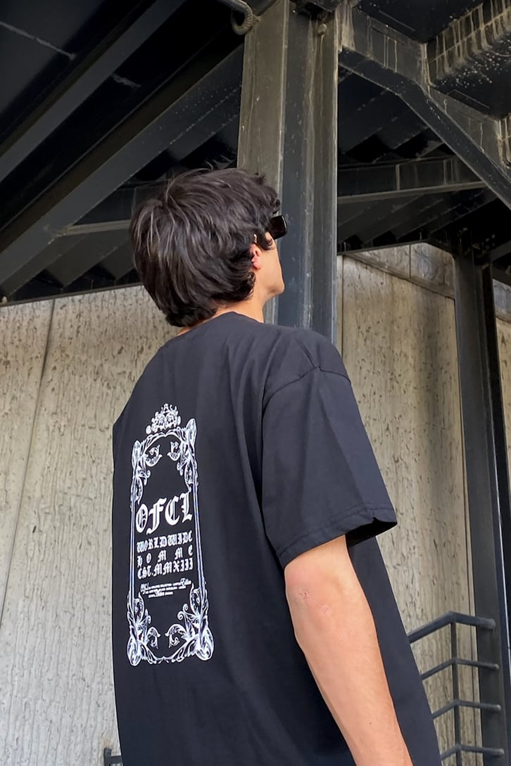 Ofel Baskılı Siyah Oversize Tshirt
