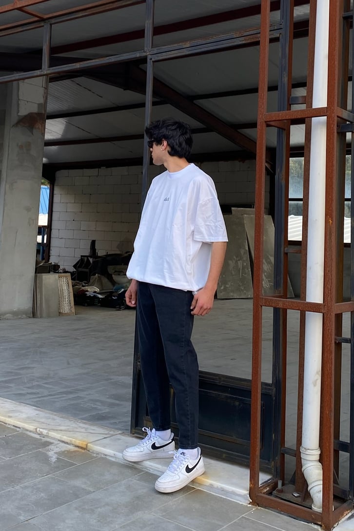 Offcl Baskılı Beyaz Oversize Tshirt
