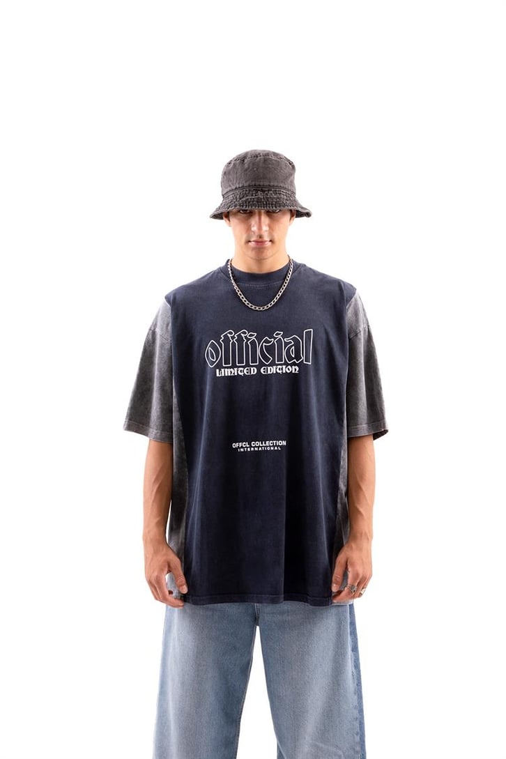 Offical Baskılı Lacivert Oversize Tişört