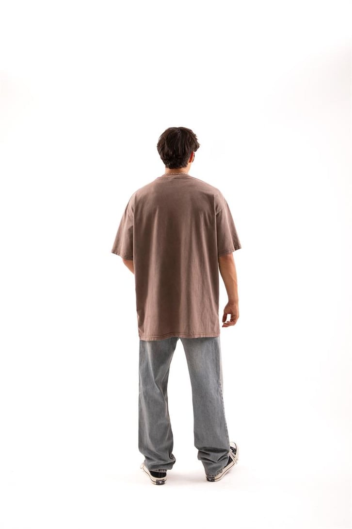 Official Bear Baskılı Kahverengi Oversize Tişört