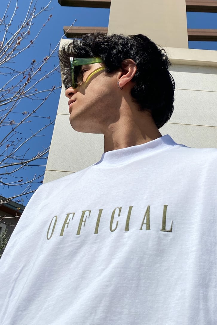 Official Nakışlı Beyaz Oversize Tshirt