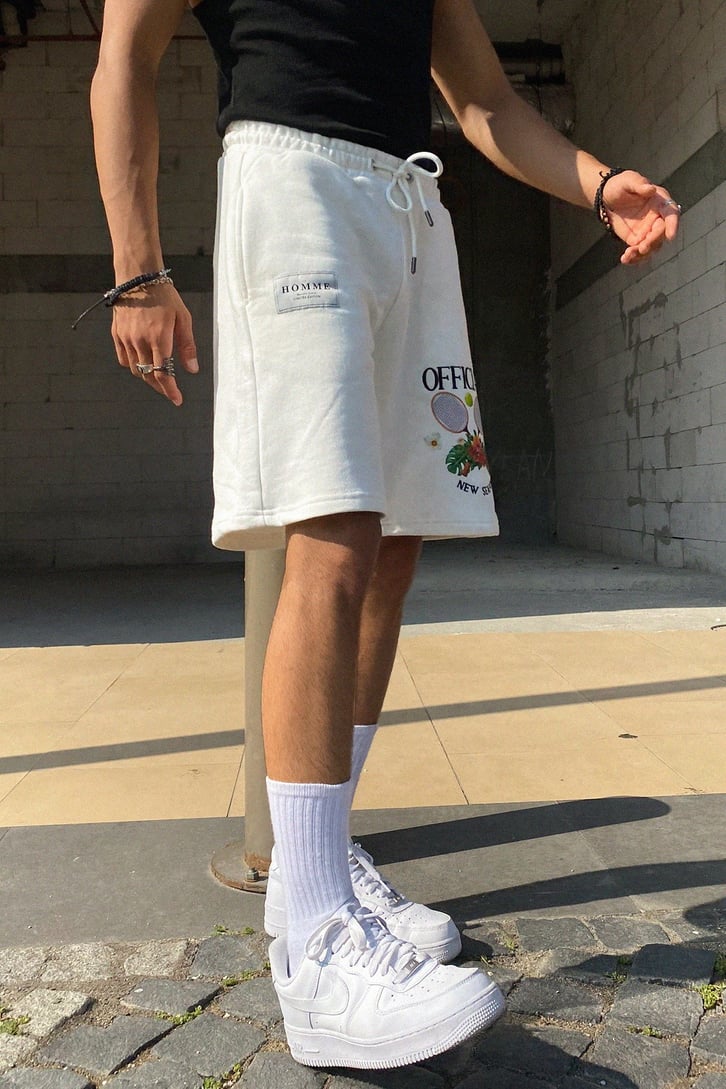 Official Nakışlı Ekru Outfit Şort