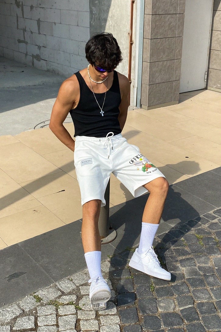 Official Nakışlı Ekru Outfit Şort