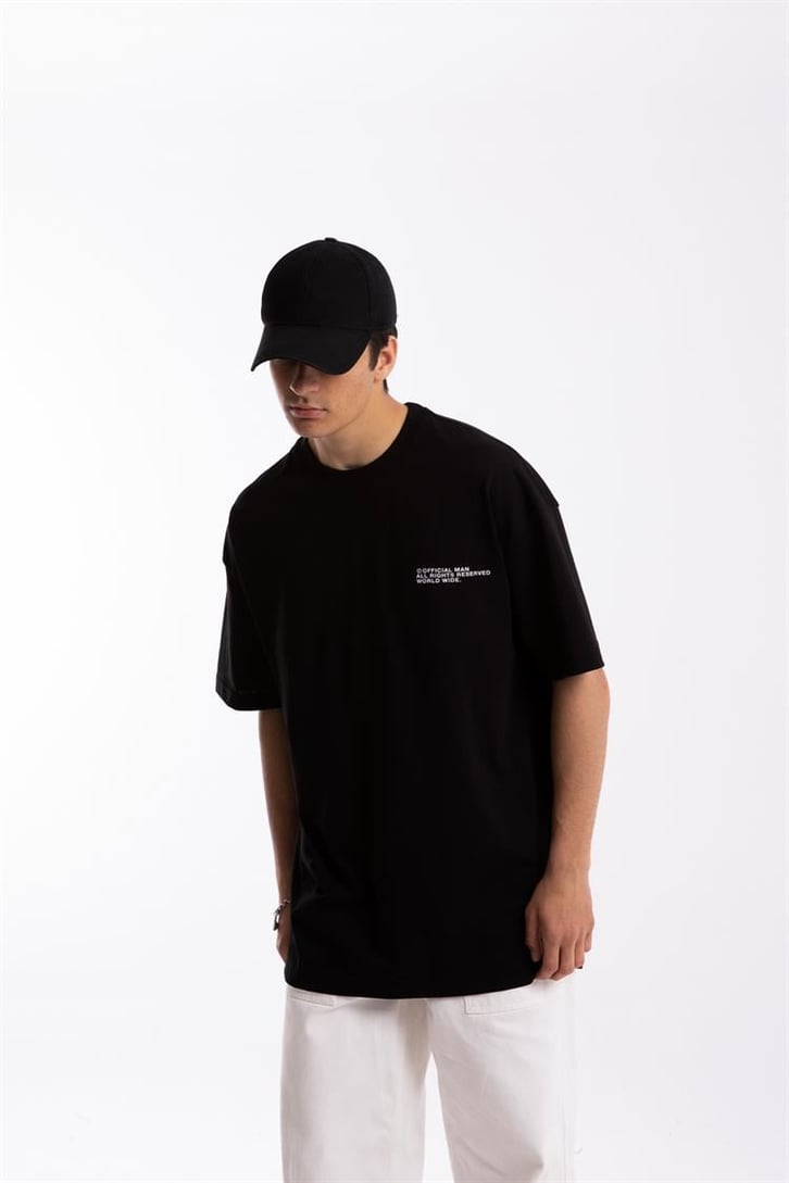 Official Sırt Baskılı Siyah Oversize Tişört