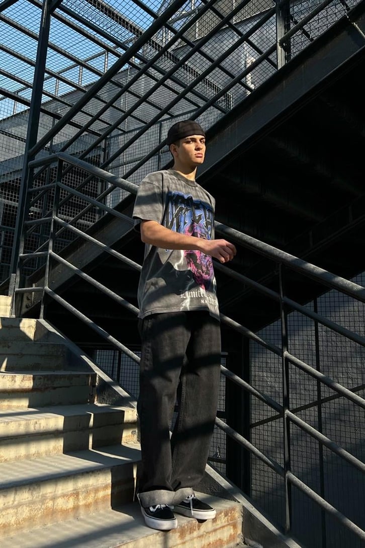 Official Skull Acid Wash Oversize Tişört