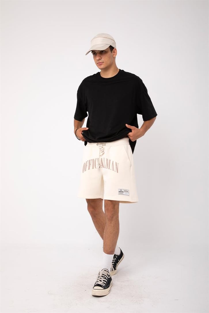 Officialman Baskılı Bej Şort