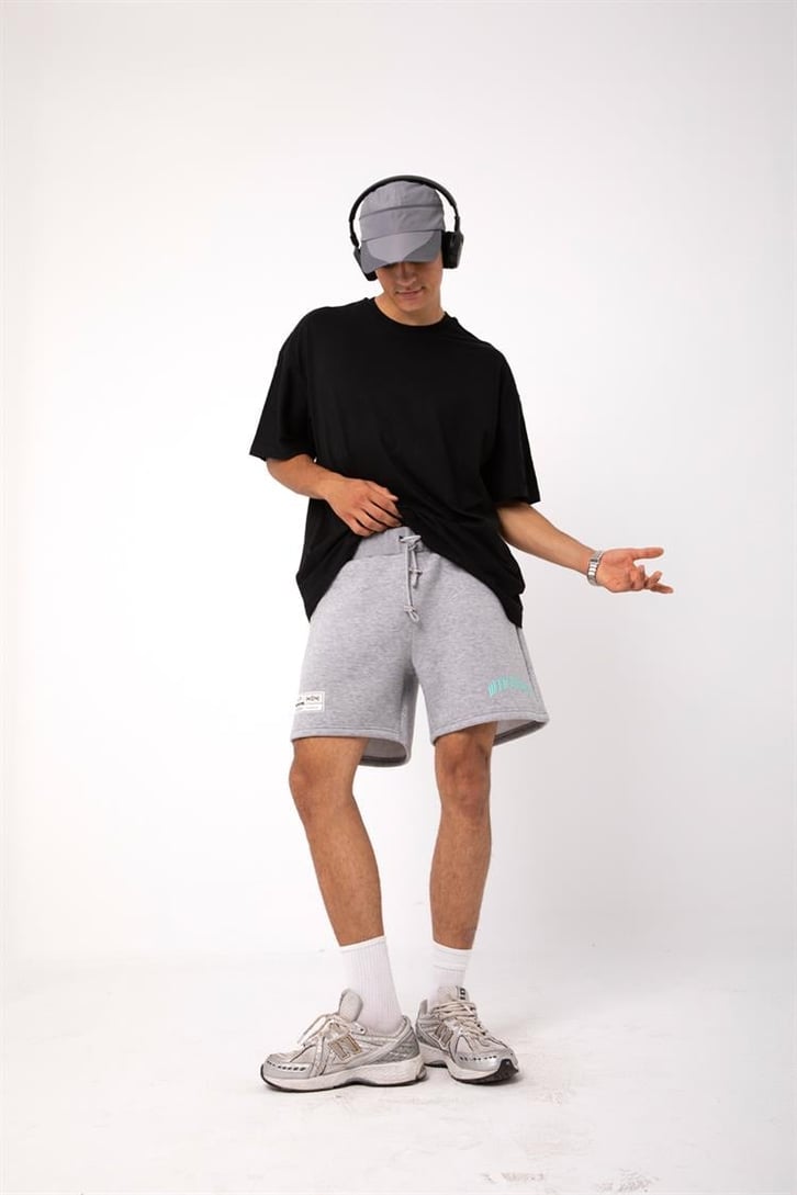 Officialman Baskılı Gri Şort