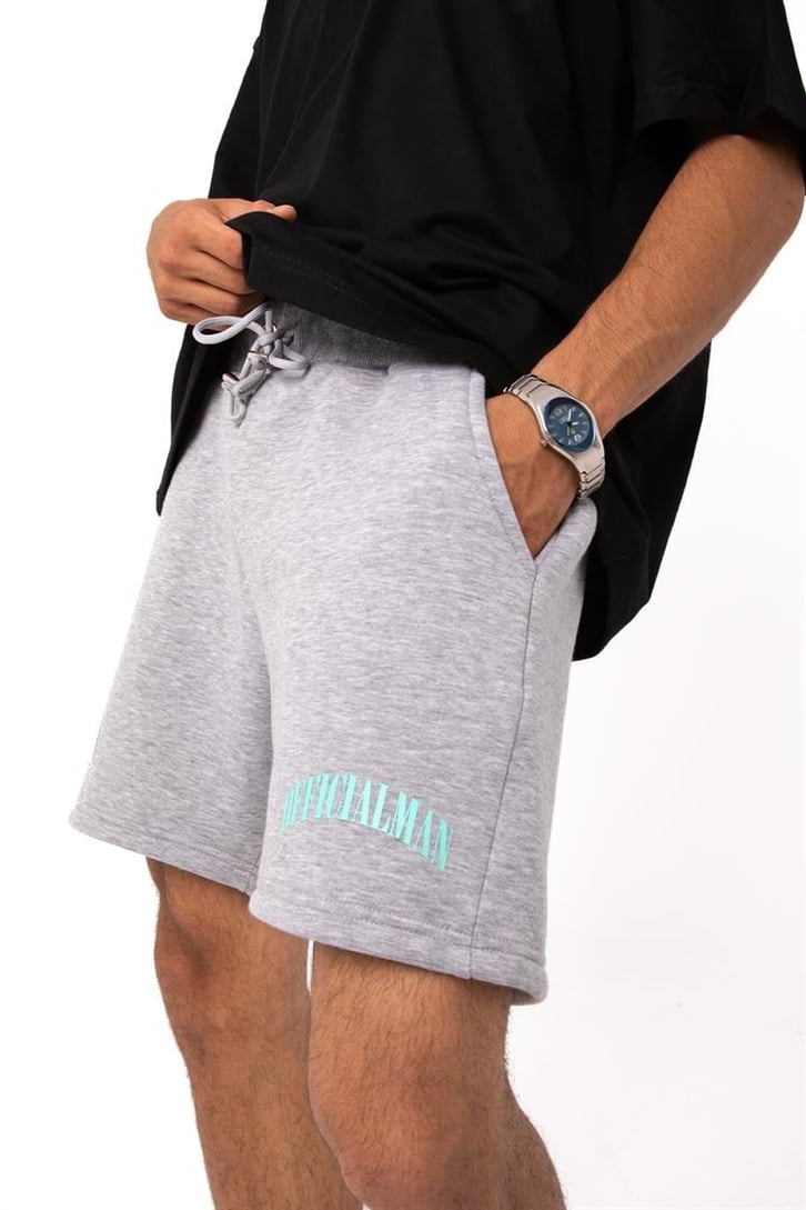 Officialman Baskılı Gri Şort