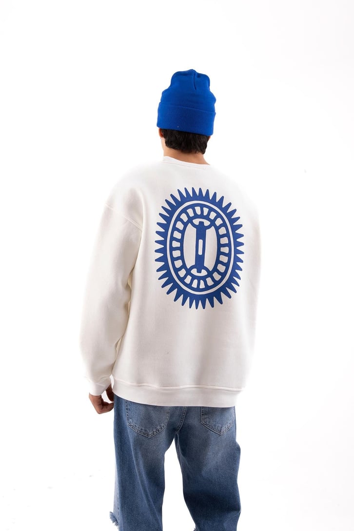Oiseau Soleil Baskılı Ekru Oversize Sweatshirt