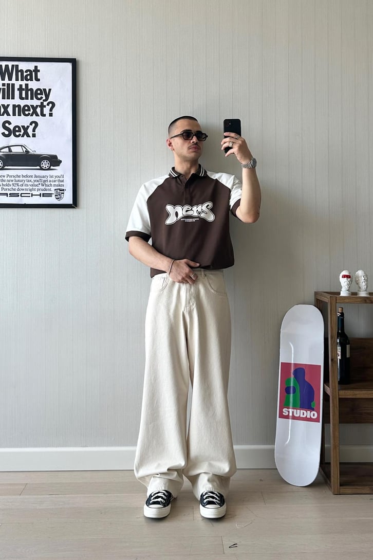 Old School Polo Yaka Oversize Tişört