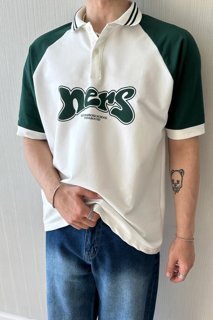 Old School Polo Yaka Oversize Tişört