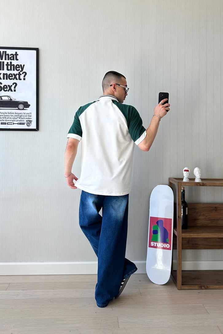 Old School Polo Yaka Oversize Tişört