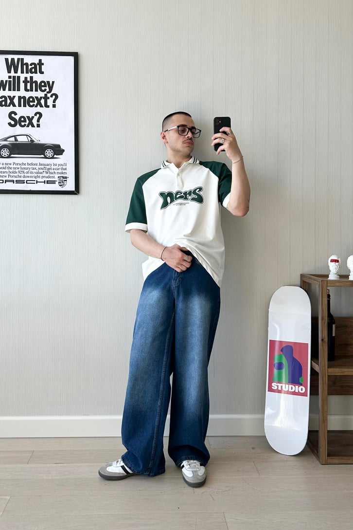 Old School Polo Yaka Oversize Tişört