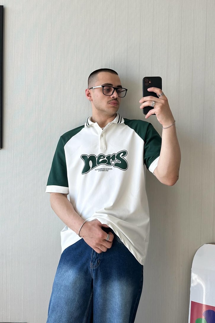 Old School Polo Yaka Oversize Tişört