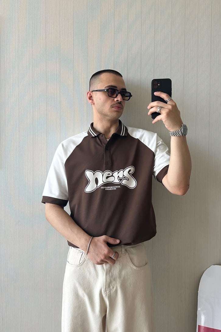 Old School Polo Yaka Oversize Tişört