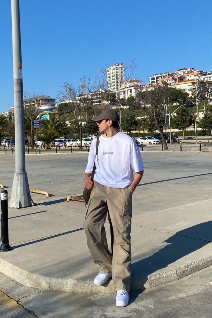 Olive Oil Cargo Pocket Losse Fit Pant