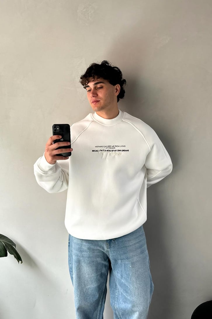 Ön Baskılı Bisiklet Yaka Sweatshirt