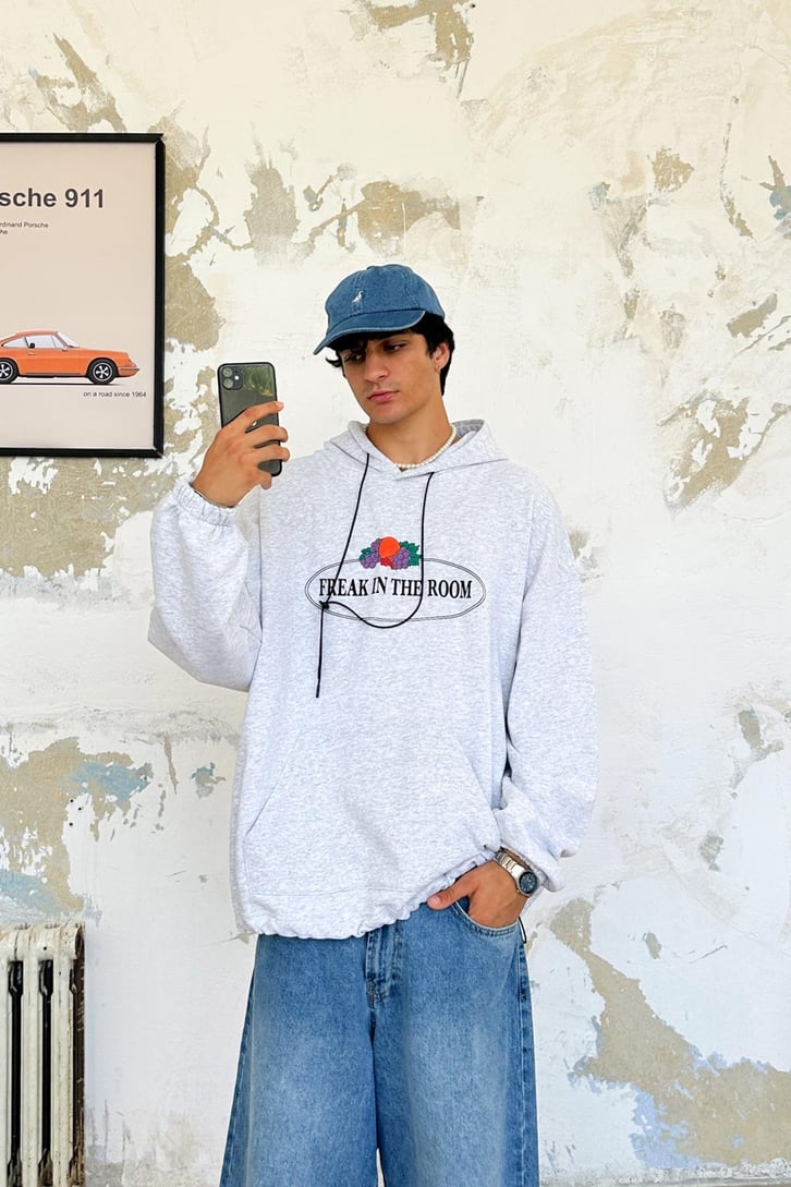 Ön Baskılı Oversize Hoodie