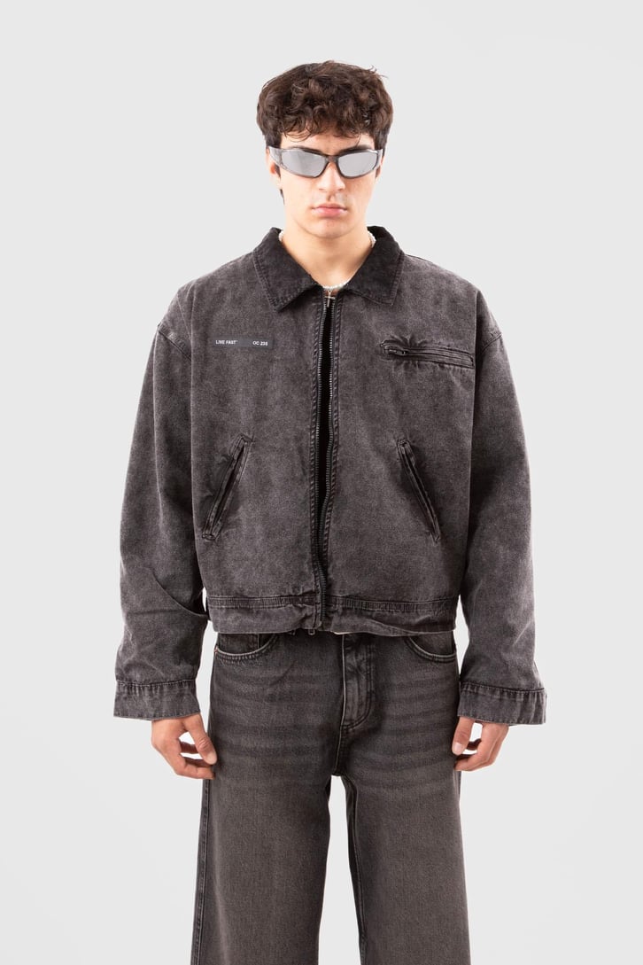 Ön Cepli Acid Wash Kot Ceket