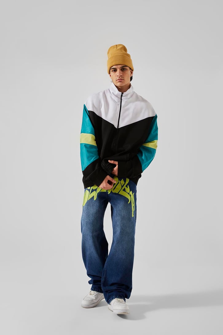 Ön Dikiş Detaylı Koyu Mavi Baggy Jean