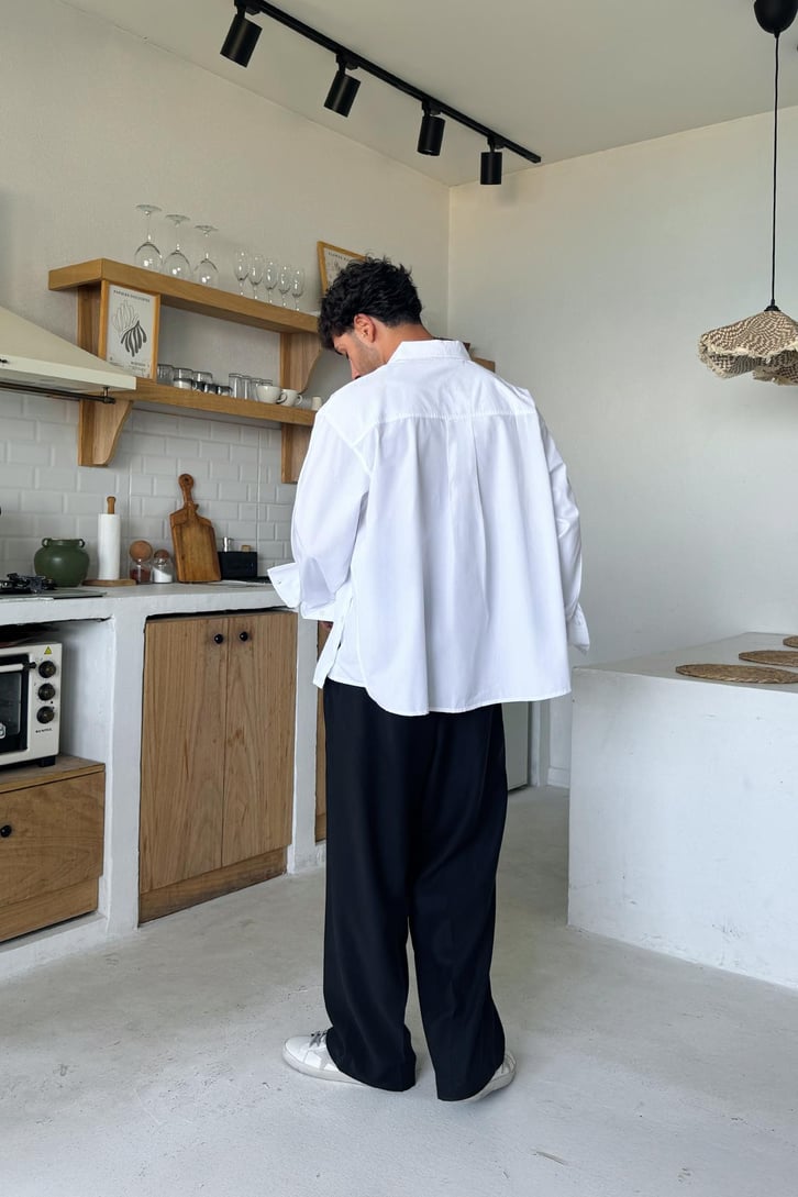 Ön Düğme Detaylı Oversize Gömlek