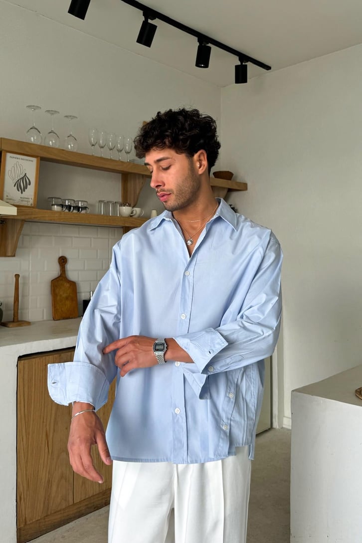 Ön Düğme Detaylı Oversize Gömlek