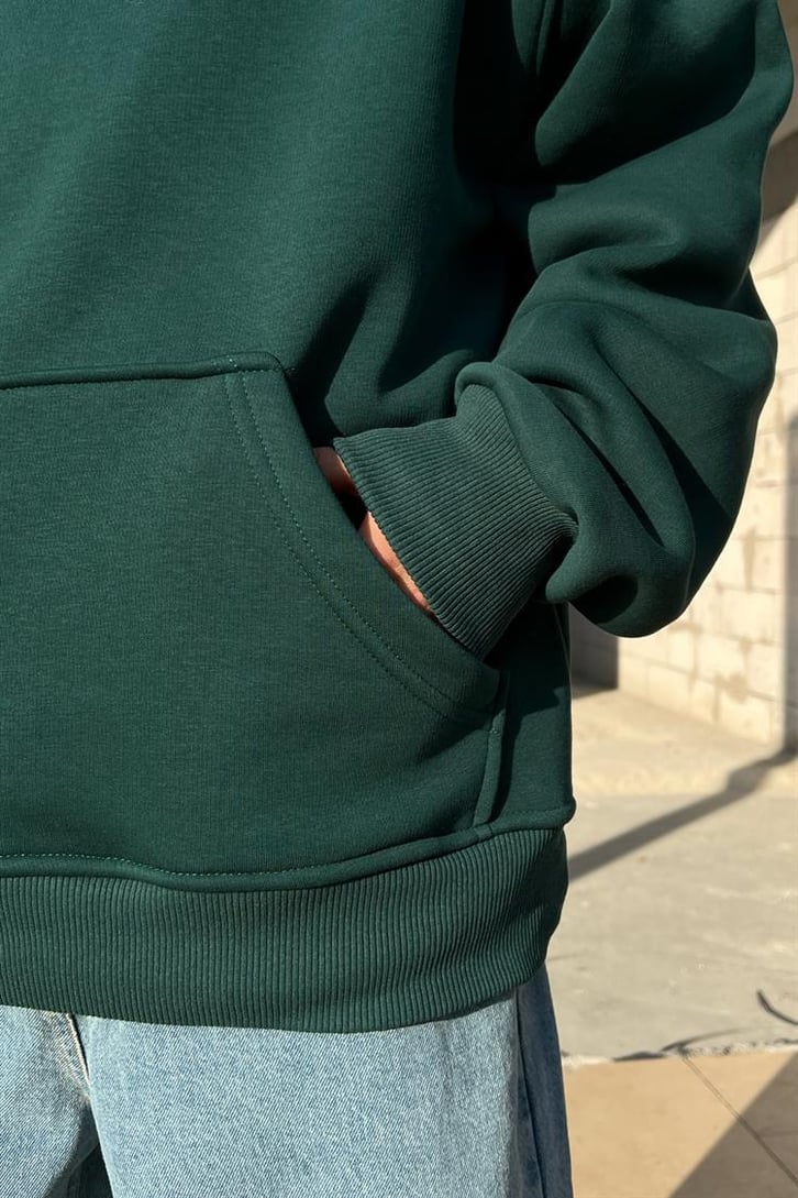 Open Mind Sırt Baskılı Yeşil Oversize Hoodie