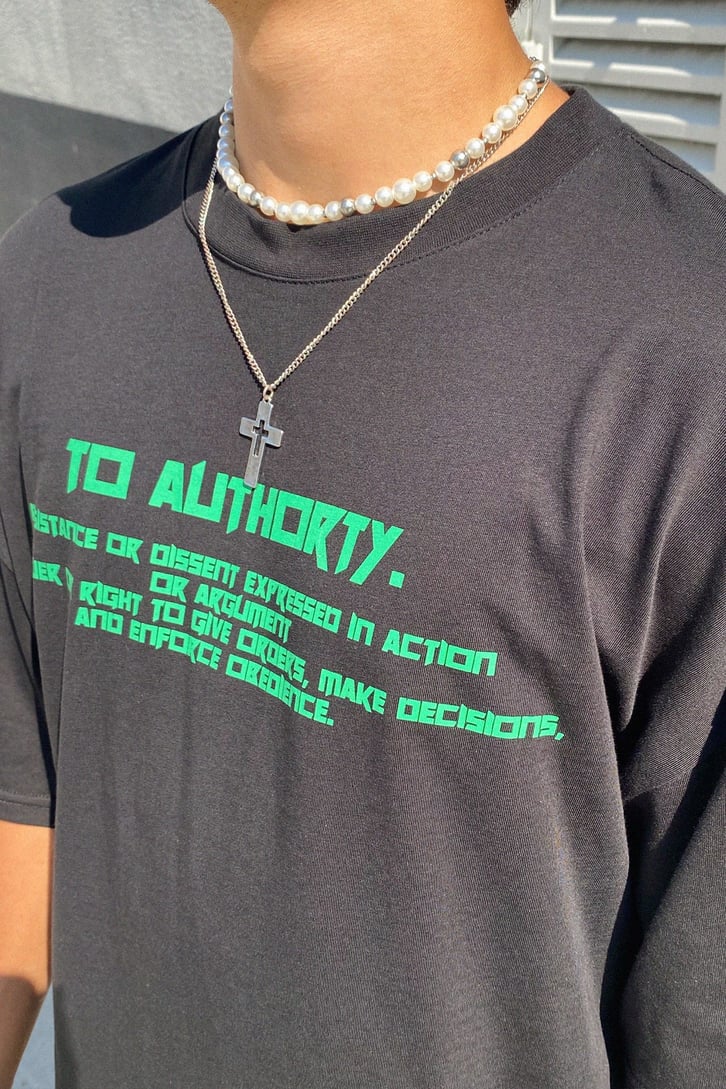 Opposition Sırt Baskılı Siyah Oversize Tshirt