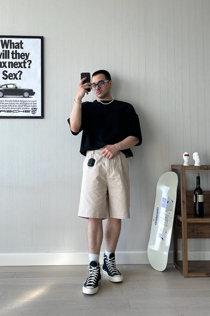 Örgü Kumaş Oversize Tişört