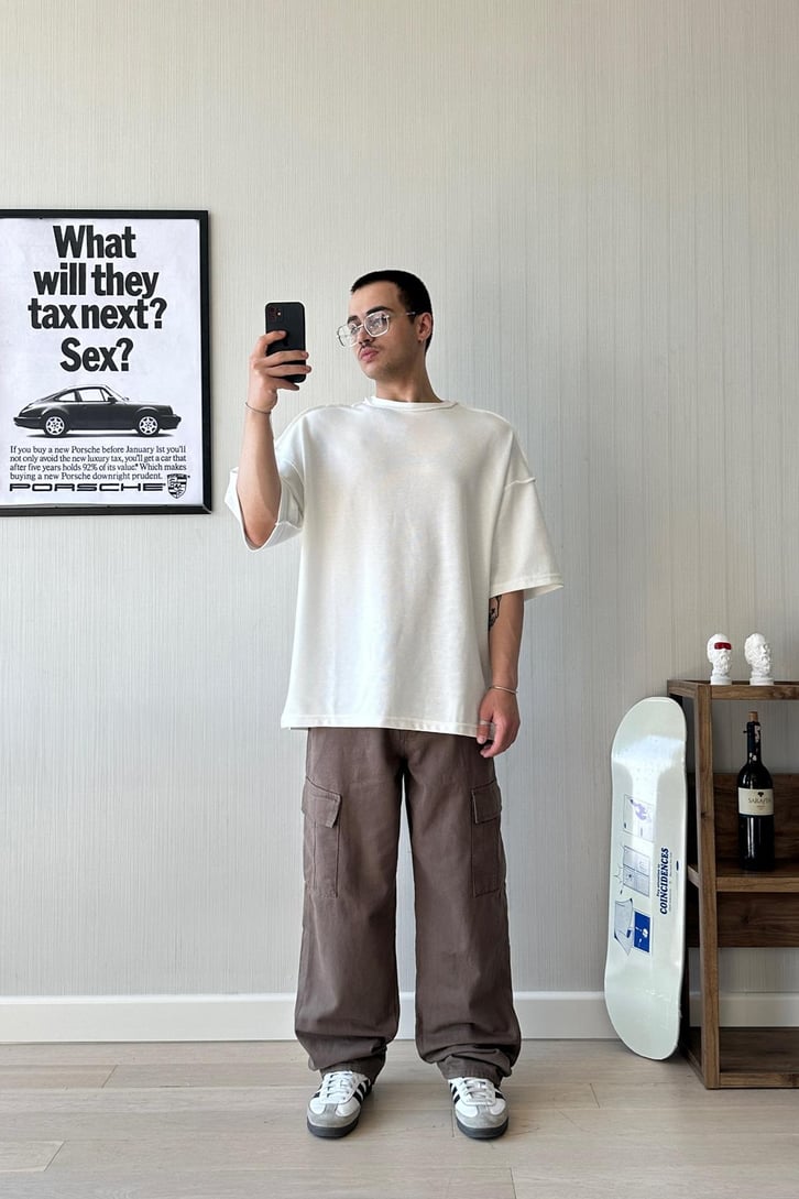 Örgü Kumaş Oversize Tişört