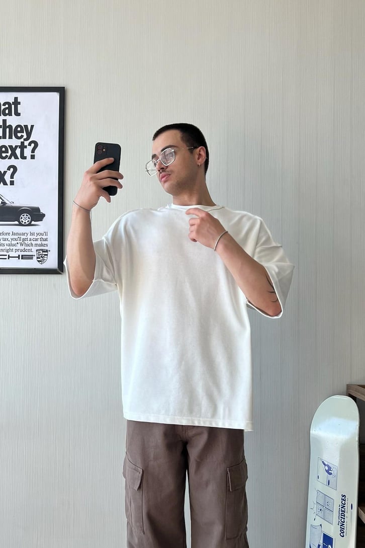 Örgü Kumaş Oversize Tişört