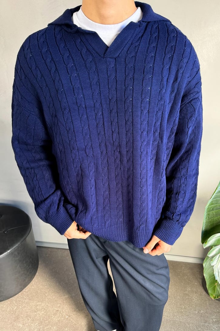 Örgü Model Polo Yaka Triko Kazak