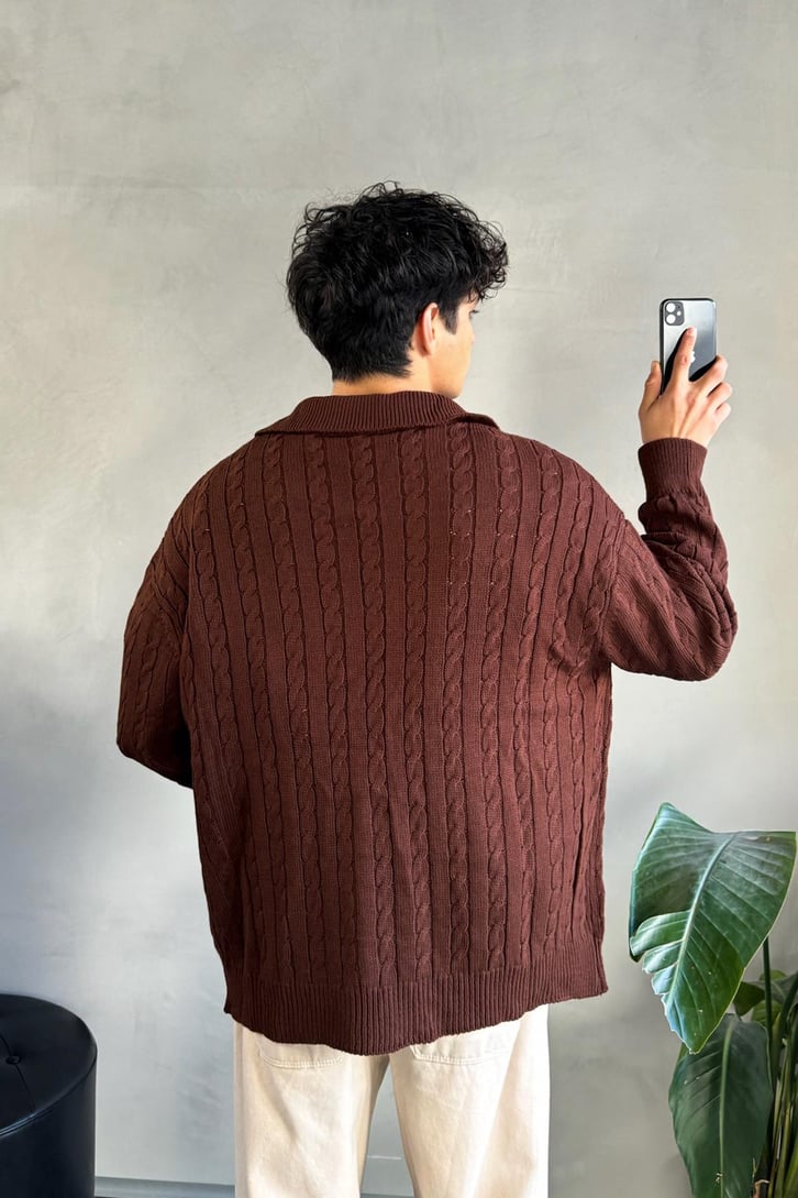Örgü Model Polo Yaka Triko Kazak