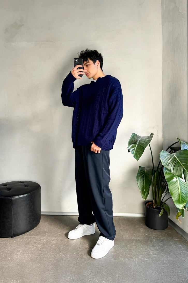 Örgü Model Polo Yaka Triko Kazak