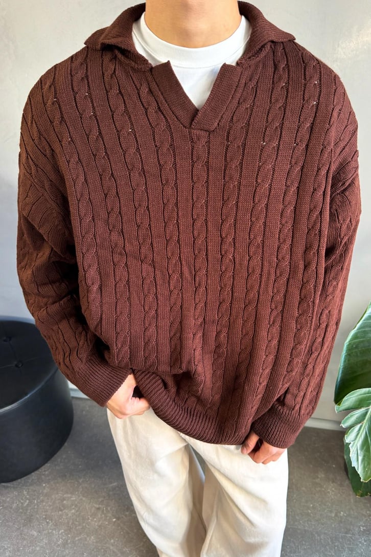 Örgü Model Polo Yaka Triko Kazak